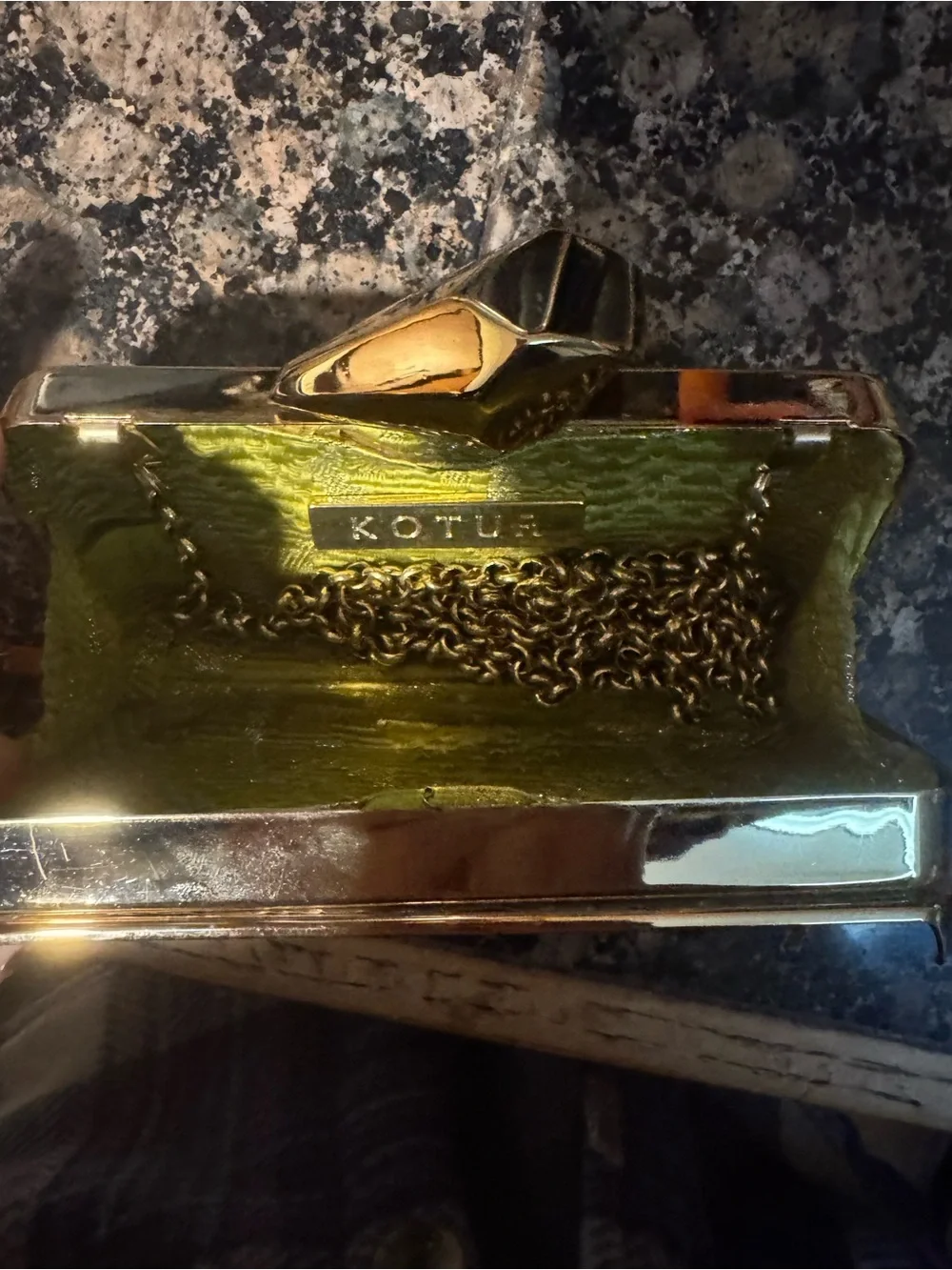 Kotur gold clutch phone case holder with chain vintage